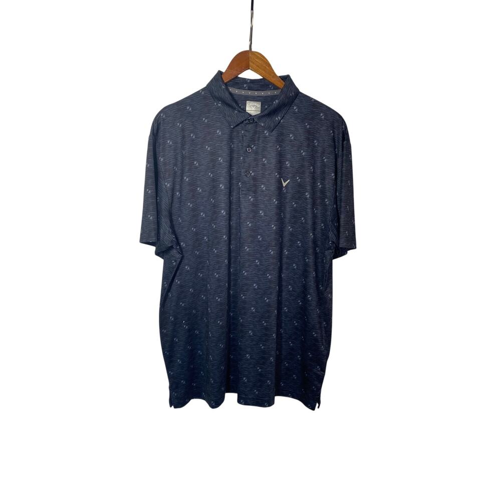 Callaway Opti‑Dry Men’s XL Golf Polo Black Geometric Performance Shirt